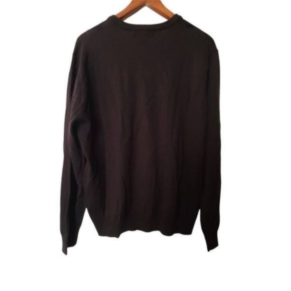 Linea Rosso Lightweight‎ Merino Wool Blend Sweater Argyle Brown L Large V-Neck - Picture 8 of 9